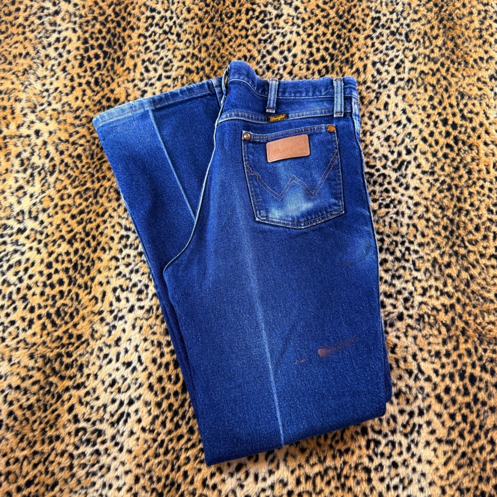 Vintage Wrangler Cowboy Cut Jeans Dark Wash Straight Leg Made in USA 13MWZ 34x30